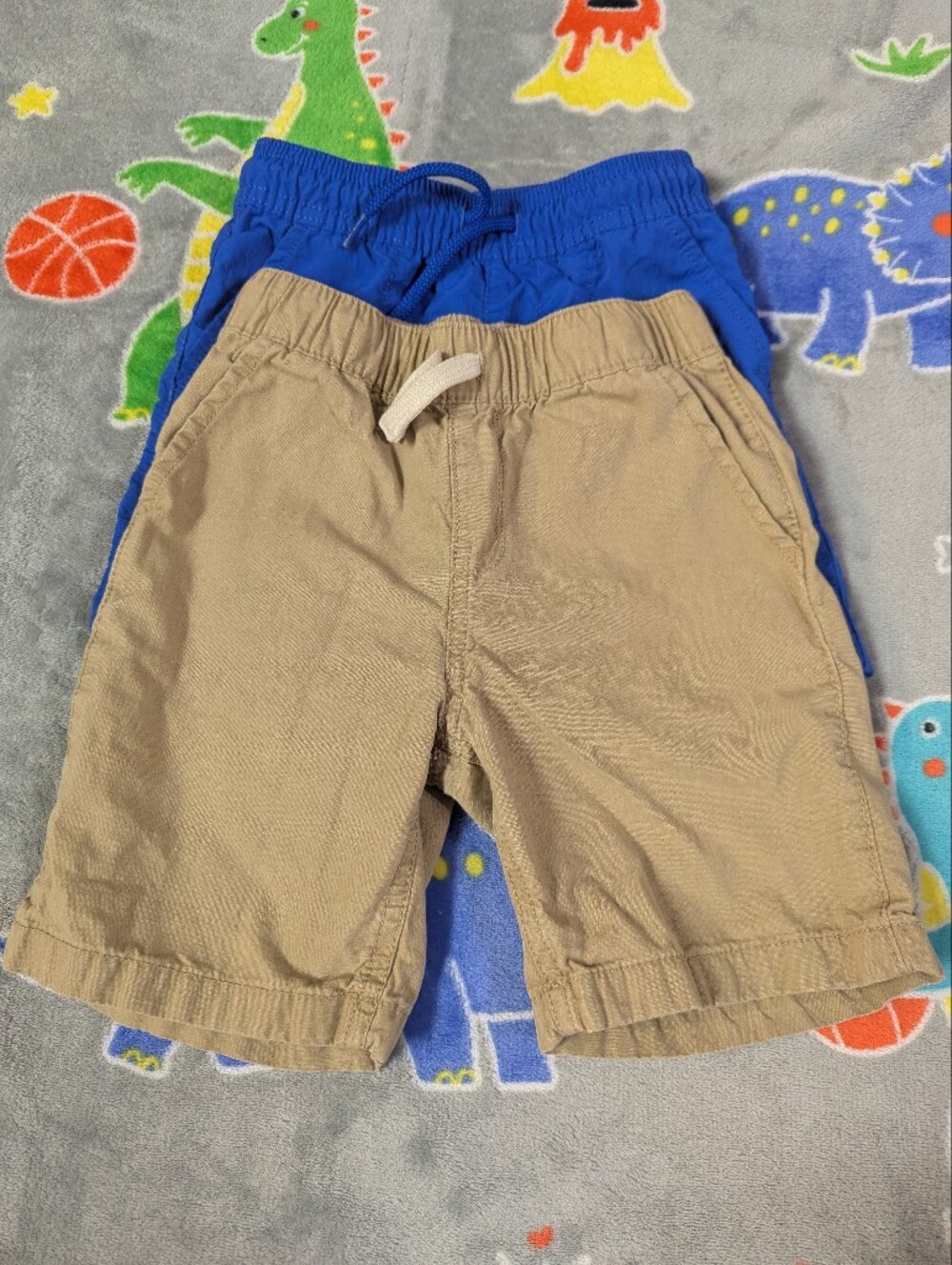 The Children's Place Tan and Blue Elastic Waist Kids Shorts